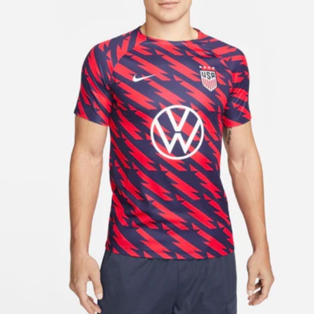 NWT Nike Men's 2023/24 USMNT Pre-Match Soccer Jersey Size XL Red Navy Futbol USA